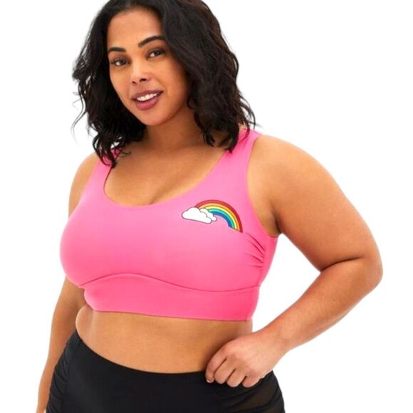 TORRID Pink Rainbow Bakini Top With Matching Black RETRO CHIC Short Set. 2X - Picture 1 of 16
